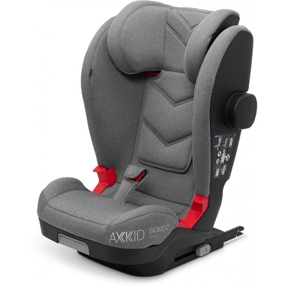 "Axkid Bigkid 2 Premium" - automobilinė kėdutė su "isofix" sistema 15-36 kg | Grey
