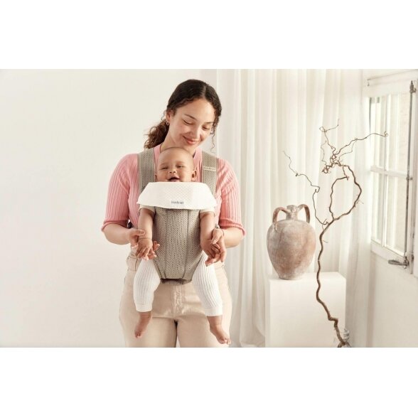 "BabyBjorn Baby Carrier Mini Cotton" - maža naujagimio nešioklė | Grey Beige 24