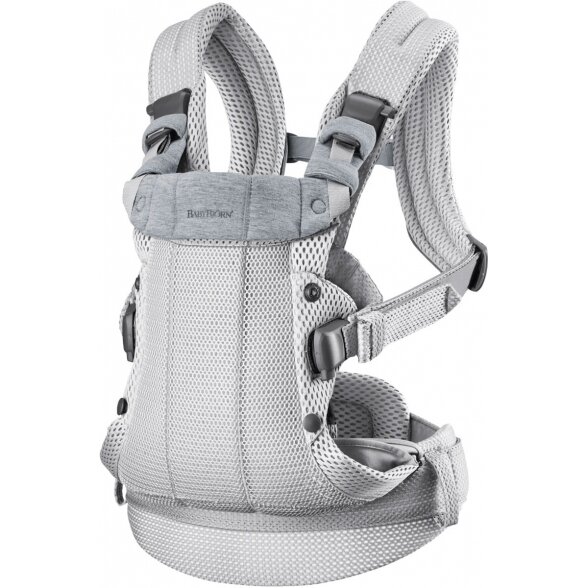 "BabyBjorn Harmony Mesh 3D" ergonominė naujagimių ir kūdikių nešynė | Sidabrinė