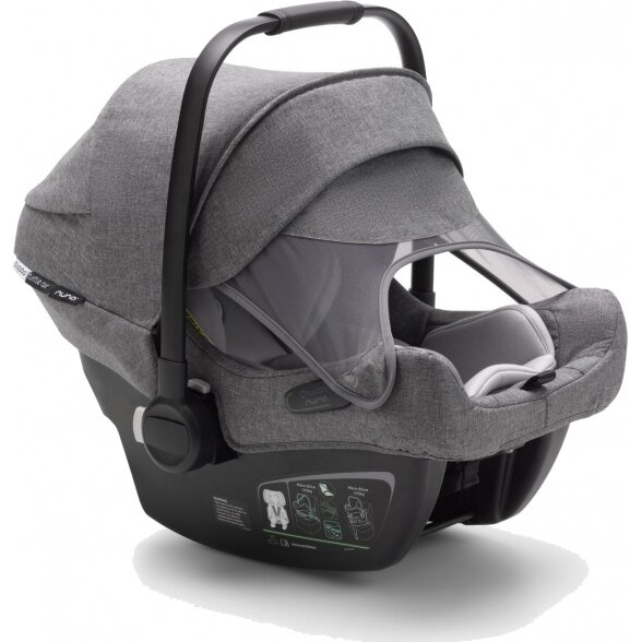 "Bugaboo Turtle Air by Nuna" - "i-Size" standartinė automobilinė kėdutė ~0-13 kg | Grey Melange 6