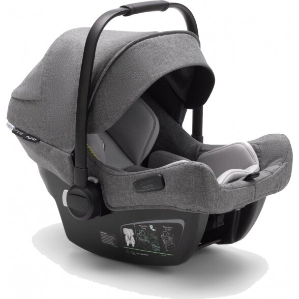 "Bugaboo Turtle Air by Nuna" - "i-Size" standartinė automobilinė kėdutė ~0-13 kg | Grey Melange