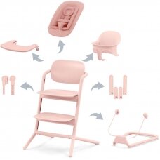 Cybex Lemo 2 - maitinimo kėdutė nuo gimimo, rinkinys 4in1+ Stand Bouncer | Pearl Pink