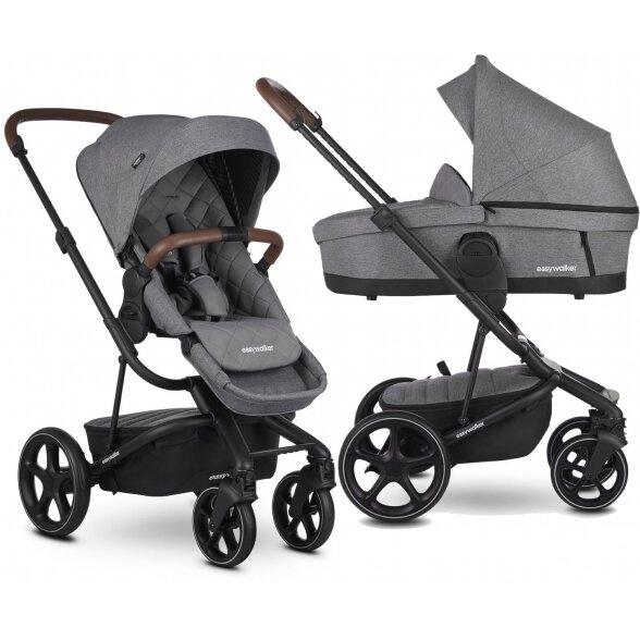 "Easywalker Harvey 3" - daugiafunkcinis vežimėlis, rinkinys "2-in-1" | Premium Diamond Grey