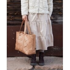 "Elodie" detalės - Mamos rankinė | Tote Caramel Brown Braided