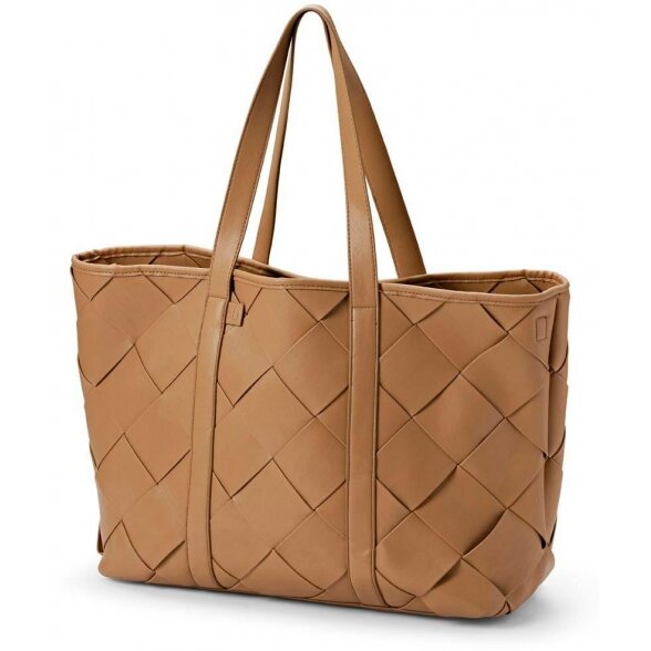 "Elodie" detalės - Mamos rankinė | Tote Caramel Brown Braided