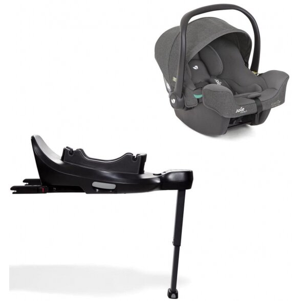 Joie i-Snug 2 - i-Size 0-13 kg automobilinė kėdutė, komplektas su "Encore 360" pasukama baze | Shell Grey