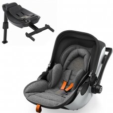 "Kiddy Evoluna i-Size 2" - automobilinė kėdutė ~0-13 kg, komplektas su baze | Grey Melange Solar Orange