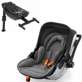 "Kiddy Evoluna i-Size 2" - automobilinė kėdutė ~0-13 kg, komplektas su baze | Grey Melange Solar Orange