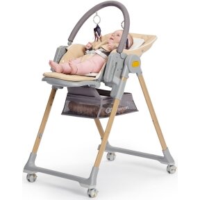 "Kinderkraft Lastree 2in1" - maitinimo kėdutė, gulimas krėslas | Mediena