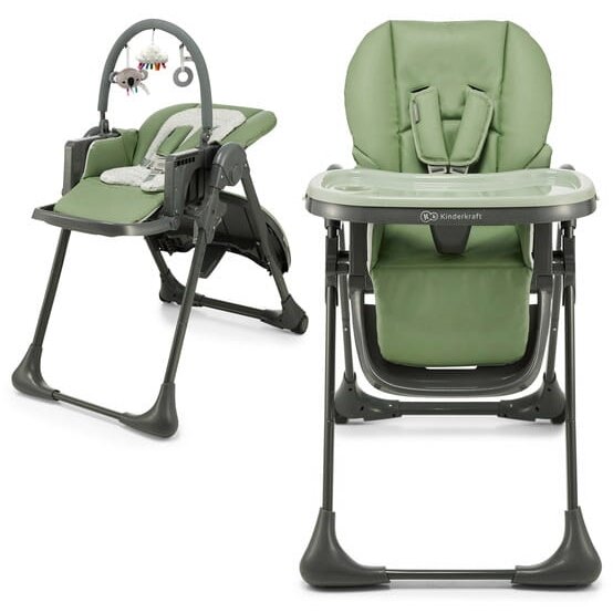 Kinderkraft Tummie - maitinimo kėdutė su gultuku 2w1 | Green