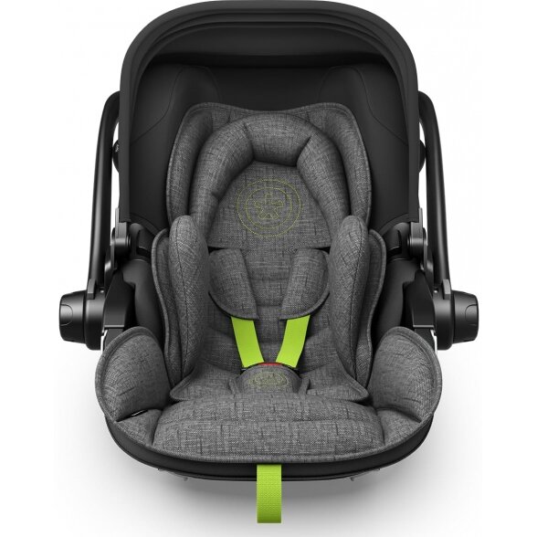 "Kiddy Evoluna i-Size 2" - automobilinė kėdutė ~0-13 kg, komplektas su baze | Grey Melange Flash Green 2