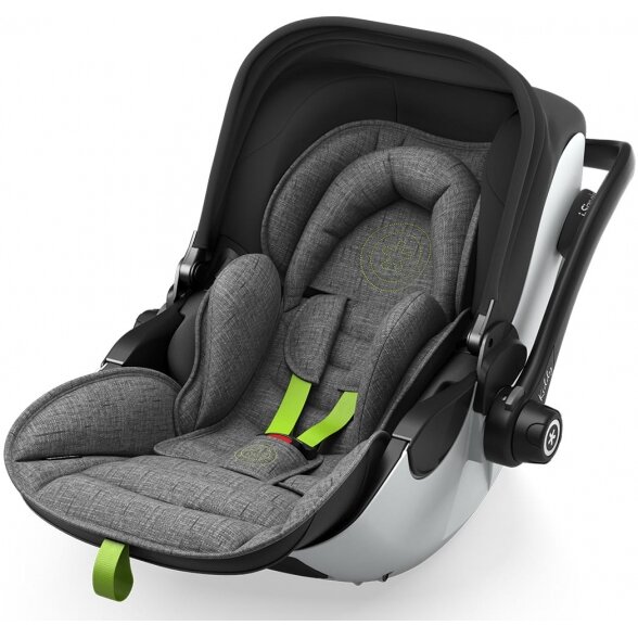 "Kiddy Evoluna i-Size 2" - automobilinė kėdutė ~0-13 kg, komplektas su baze | Grey Melange Flash Green 3