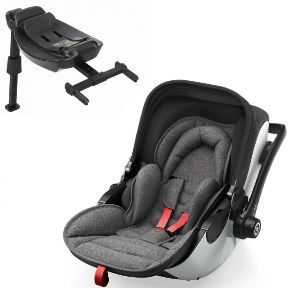 "Kiddy Evoluna i-Size 2" - automobilinė kėdutė ~0-13 kg, komplektas su baze | Grey Melange Hot Red 2