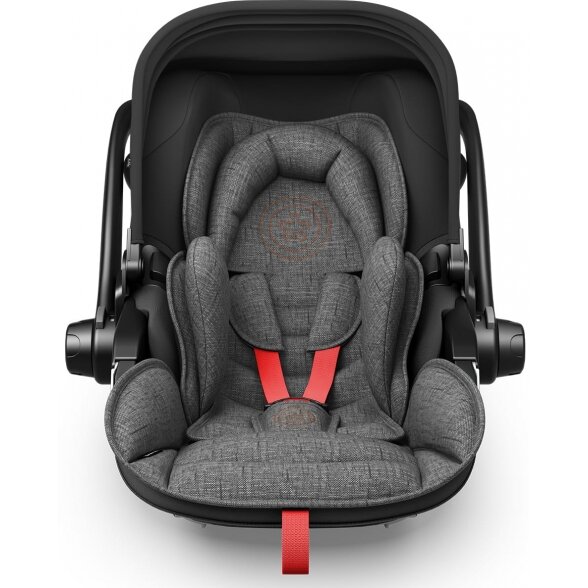 "Kiddy Evoluna i-Size 2" - automobilinė kėdutė ~0-13 kg, komplektas su baze | Grey Melange Hot Red 3