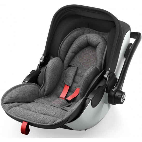 "Kiddy Evoluna i-Size 2" - automobilinė kėdutė ~0-13 kg, komplektas su baze | Grey Melange Hot Red 4