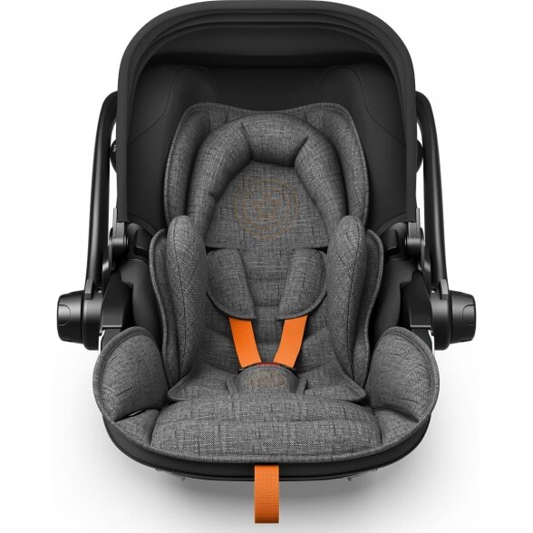 "Kiddy Evoluna i-Size 2" - automobilinė kėdutė ~0-13 kg, komplektas su baze | Grey Melange Solar Orange 2