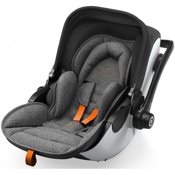 "Kiddy Evoluna i-Size 2" - automobilinė kėdutė ~0-13 kg, komplektas su baze | Grey Melange Solar Orange 3