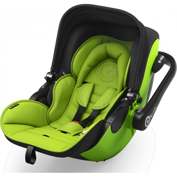 "Kiddy Evoluna i-Size" + "Isofix" bazė, sulankstoma automobilinė kėdutė su baze | Lime Green 1