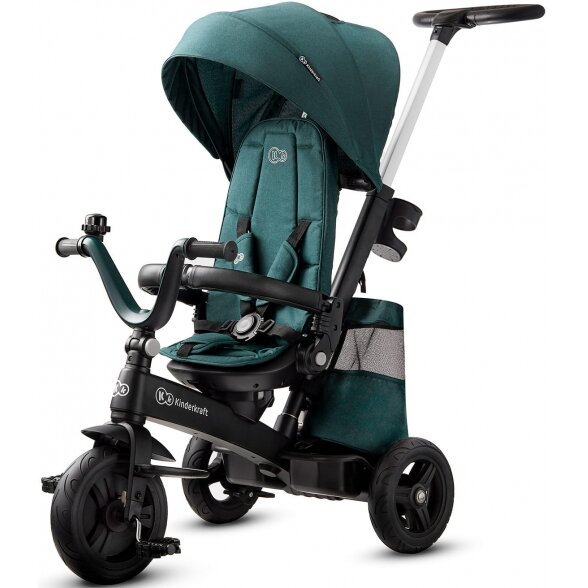 "Kinderkraft EasyTwist" triratukas su pasukama sėdyne | Midnight Green