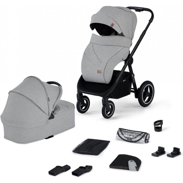 Kinderkraft Everyday- daugiafunkcinis vežimėlis 2in1 su galimybe 3in1 | Light Grey 11