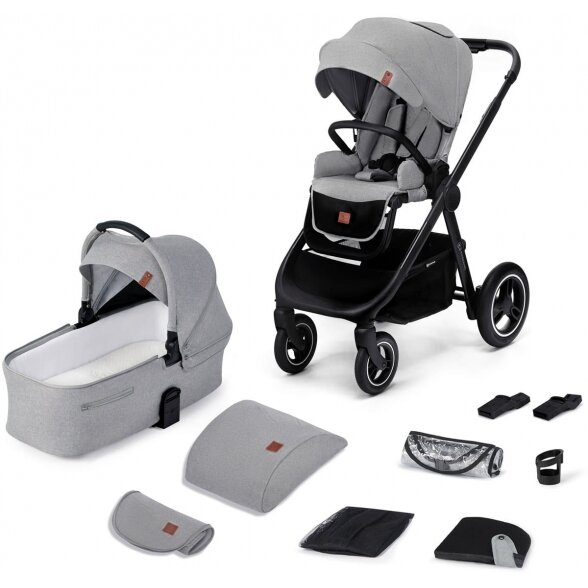 Kinderkraft Everyday- daugiafunkcinis vežimėlis 2in1 su galimybe 3in1 | Light Grey 14