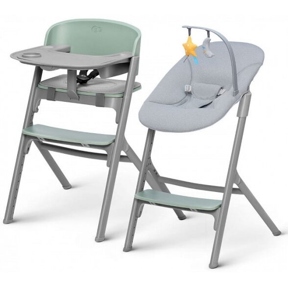 "Kinderkraft Livy" - "3-in-1" maitinimo kėdutė, komplektas su "Calmee" gulimuoju krėslu | Alyvuogių žalia