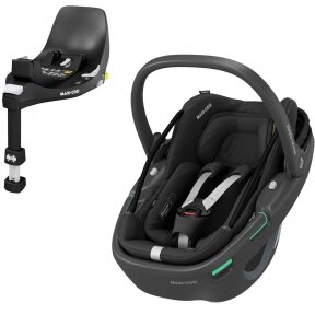 "Maxi-Cosi Coral 360" - pasukama automobilinė kėdutė, komplektas su baze ~0-12 kg | BLK Essential Black