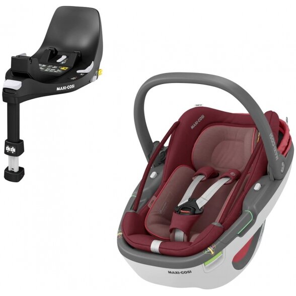 "Maxi-Cosi Coral 360" - pasukama automobilinė kėdutė, komplektas su baze ~0-12 kg | Essential Red