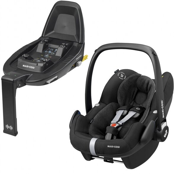 "Maxi-Cosi Pebble Pro i-Size" automobilinė kėdutė su "FamilyFix 2" baze, ~0-13 kg | Essential Black