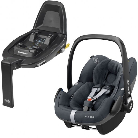 "Maxi-Cosi Pebble Pro i-Size" automobilinė kėdutė, komplektas su "FamilyFix 2" baze, ~0-13 kg | Essential Graphite