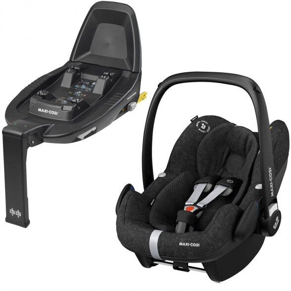 "Maxi-Cosi Pebble Pro i-Size" automobilinė kėdutė su "FamilyFix 2" baze, ~0-13 kg | Nomad Black