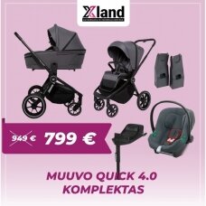 Muuvo Quick 4.0 komplektas 2in1 + Cybex Aton B2 i-size automobilinė kėdutė ir isofix baze