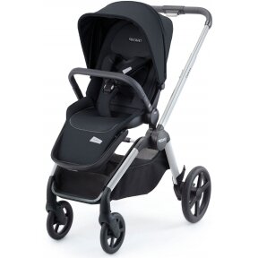 "Recaro Celona" - daugiafunkcinis vaikiškas vežimėlis, rinkinys "4 viename" | Aluminium Grey - Prime Mat Black