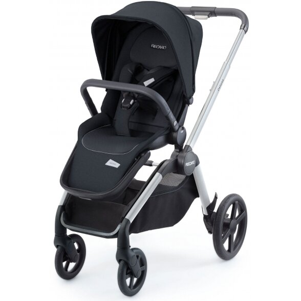 "Recaro Celona" - daugiafunkcinis vaikiškas vežimėlis, rinkinys "4 viename" | Aluminium Grey - Prime Mat Black 1