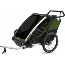 THULE Chariot Cab 2 - dviračių priekaba 2in1 | Aliuminis / Cypress Green