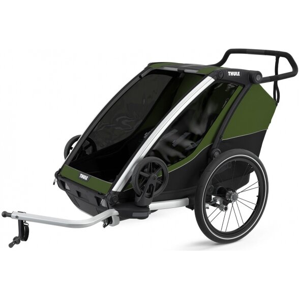 THULE Chariot Cab 2 - dviračių priekaba 2in1 | Aliuminis / Cypress Green 1