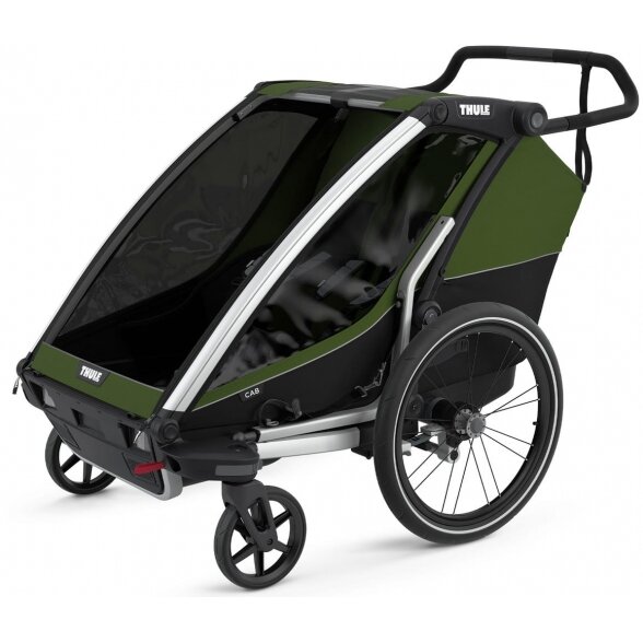 THULE Chariot Cab 2 - dviračių priekaba 2in1 | Aliuminis / Cypress Green