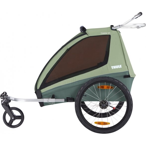 "Thule Chariot Coaster XT" priekaba dviračiui 2-in-1 2 vaikams | Basil Green 1