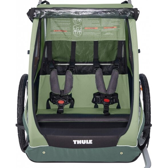 "Thule Chariot Coaster XT" priekaba dviračiui 2-in-1 2 vaikams | Basil Green 2