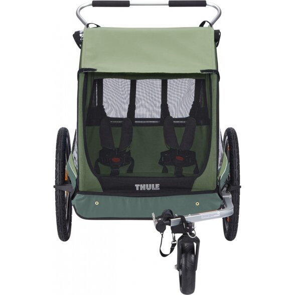 "Thule Chariot Coaster XT" priekaba dviračiui 2-in-1 2 vaikams | Basil Green 3