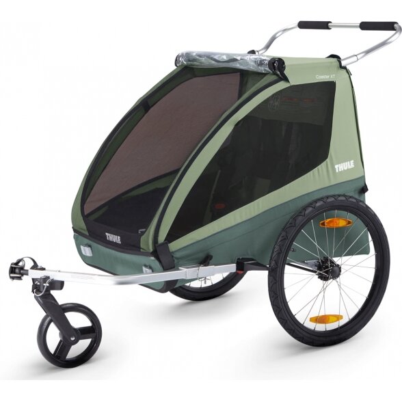 "Thule Chariot Coaster XT" priekaba dviračiui 2-in-1 2 vaikams | Basil Green